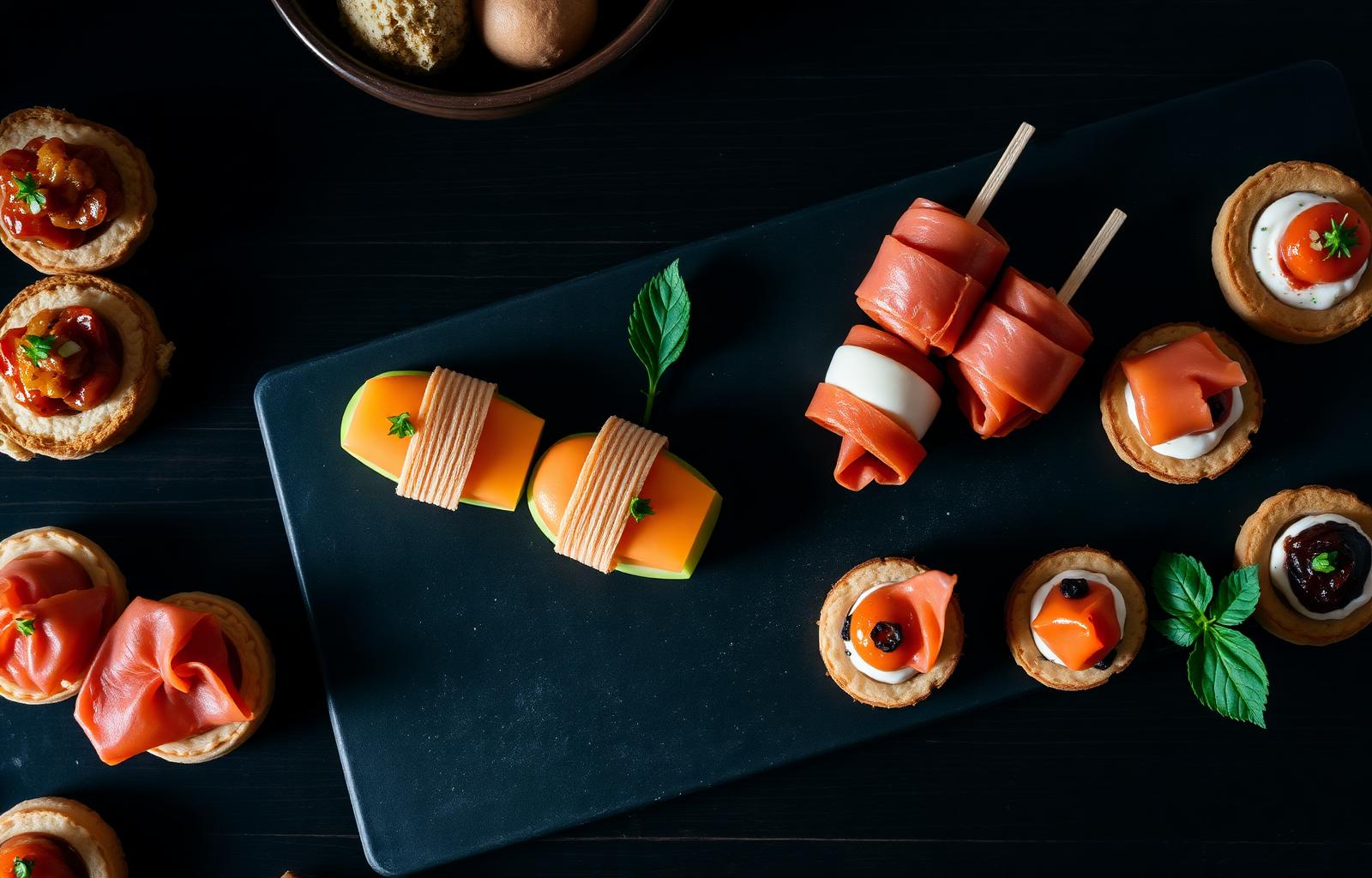 Fingerfood und Canapés auf einem Buffet